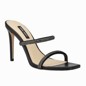 Nine West Zarleen Heeled Slides - Black - Ireland (BF5487012)